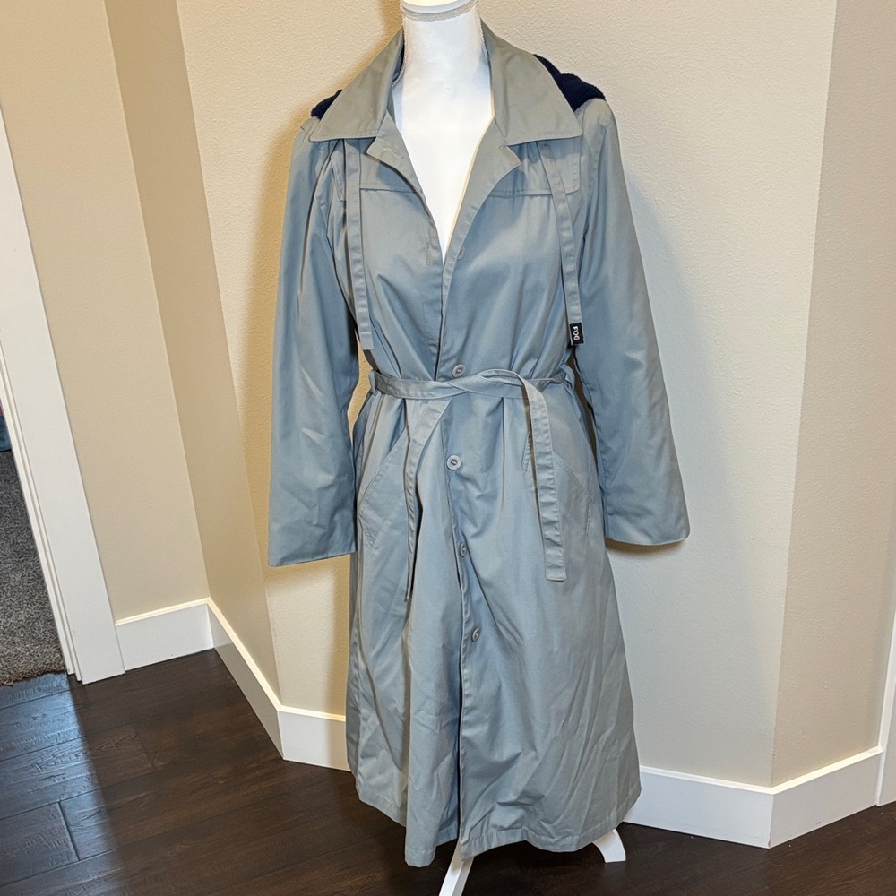 Vintage London Fog Light Gray Trench Coat with Belt